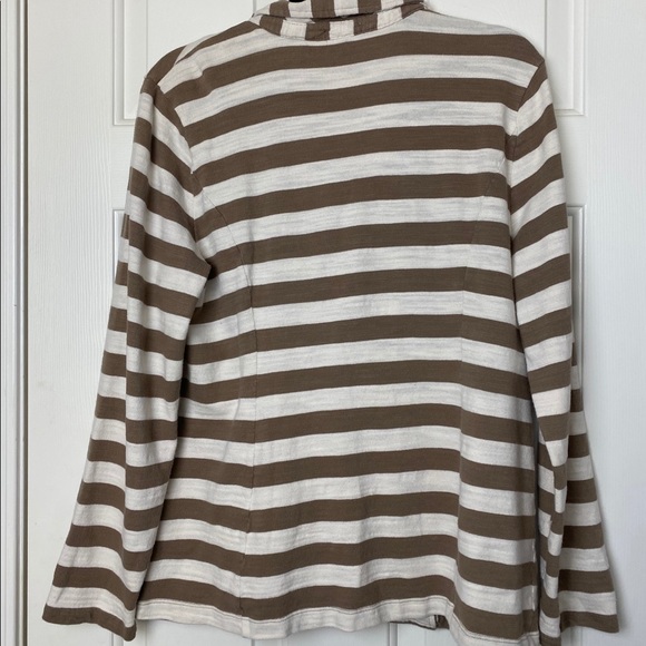 Caslon Blazer Jacket Cotton Stripe Brown Ivory XL - Picture 2 of 7